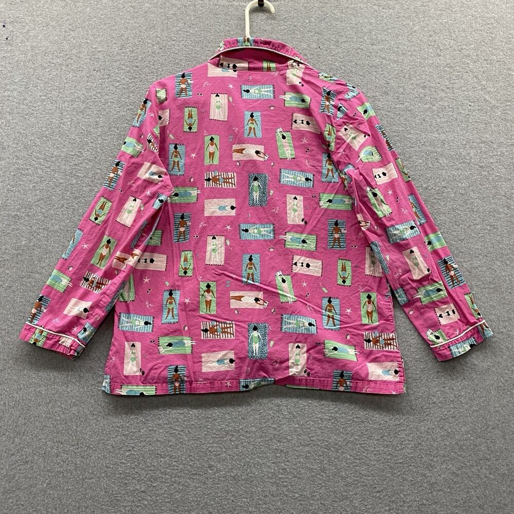 The Company Store Pajama Top M Pink Beach Pool Print Flannel Button Up Sleepwear - Picture 4 of 8
